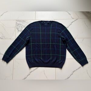 Polo Ralph Lauren Golf Crewneck Sweater Size XL Blue Green Grid Pima Cotton
